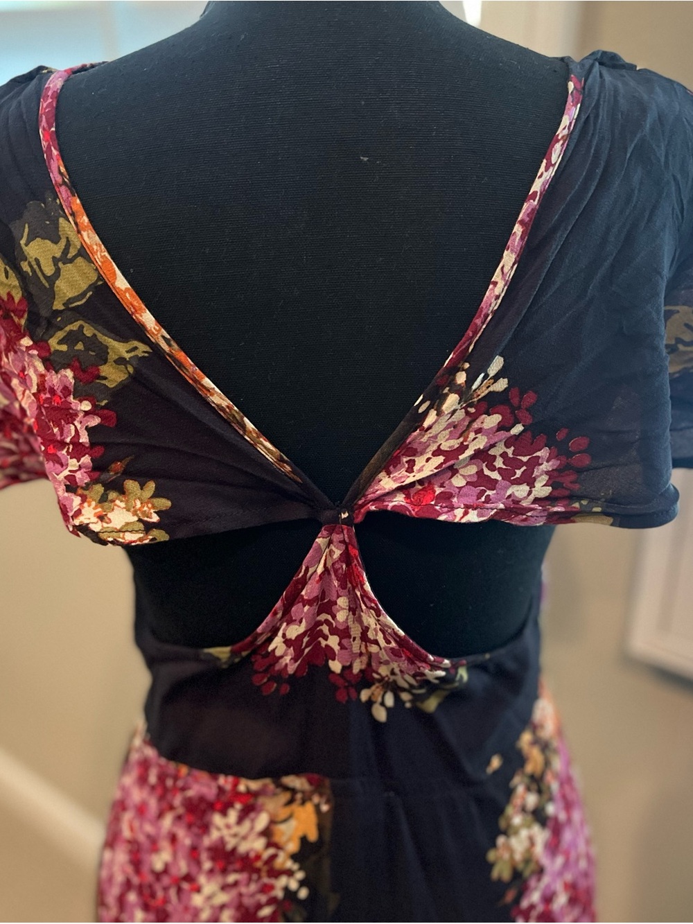 NWOT LOVESTITCH Vintage Look Black Floral Maxi Dress - Picture 4 of 7